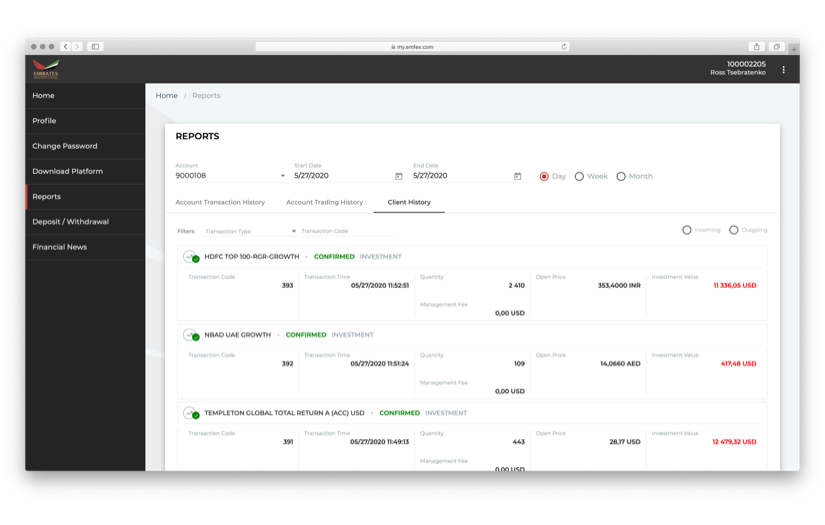 Client CRM, Emirates Mutual Funds Exchange screenshot 3